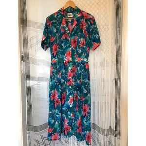 Vintage Hawaiian print dress, Size 14